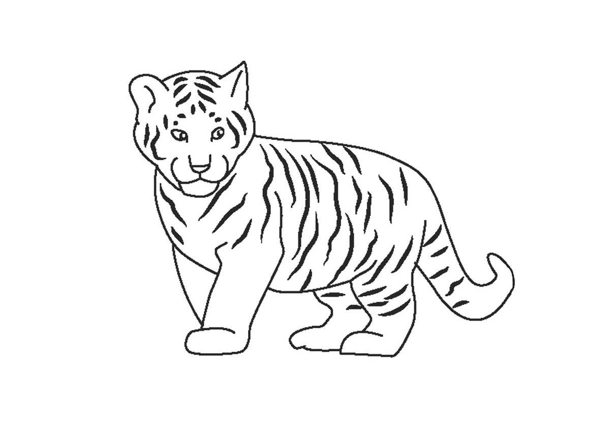 Tranh tô màu con hổ giúp bé biết thêm một loài động vật sống trong rừng